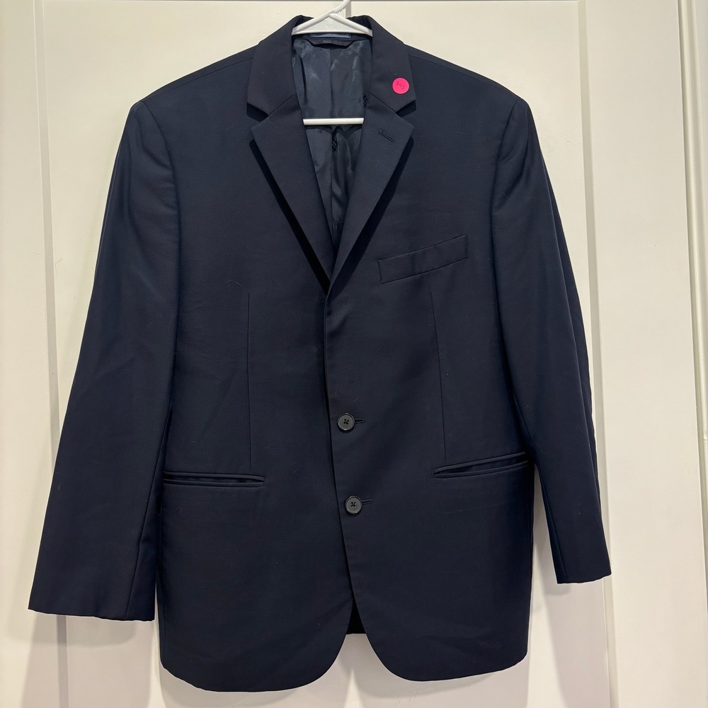 Ryan Seacrest Distinction‎ Mens 40S Navy Blue 100% Wool 2-Button Blazer Jacket